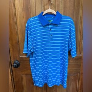 Ben Hogan Performance Golf Collection Vibrant Blue‎ and White Striped Polo XL